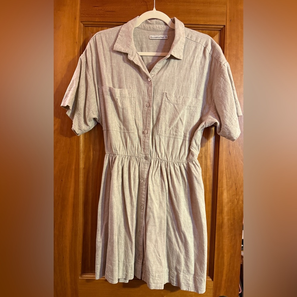 Abercrombie & Fitch Beige Button-Up Dress